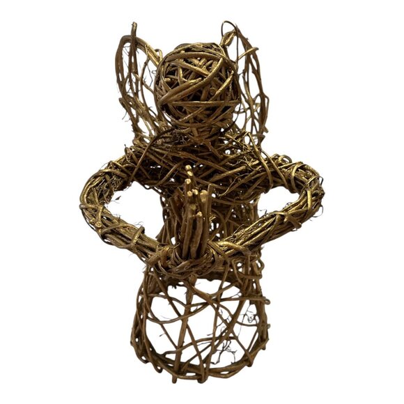 Vintage Gold-Tone Grapevine Angel Figurine – Rustic Holiday Décor (1990s–2000s) - Picture 2 of 5